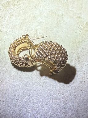 NWOT Italian Gold Mesh Hoop Earrings in 14k Gold Vermeil over Sterling Silver